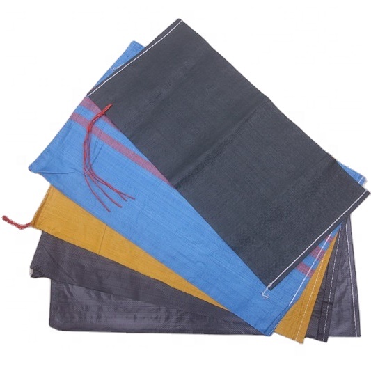 Polypropylene Woven Bag with Striped Drawstring Green, Blue, Black
