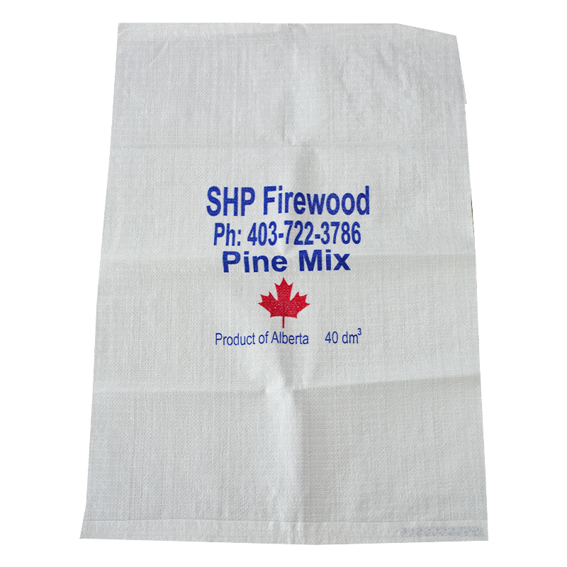 White 51*73 CM Medium opening woven bag for packing firewood with drawstring