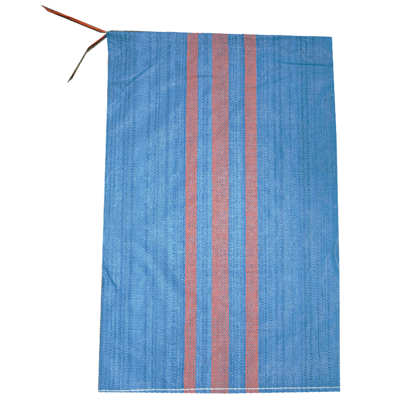 Blue with Red Stripe 25Kg Polypropylene Drawstring Bag for Rice Grain Packaging